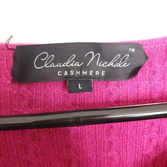 Claudia Nichole Sweater Womens L Cashmere Cableknit Asymmetrical Line Soft Cozy - Picture 4 of 8